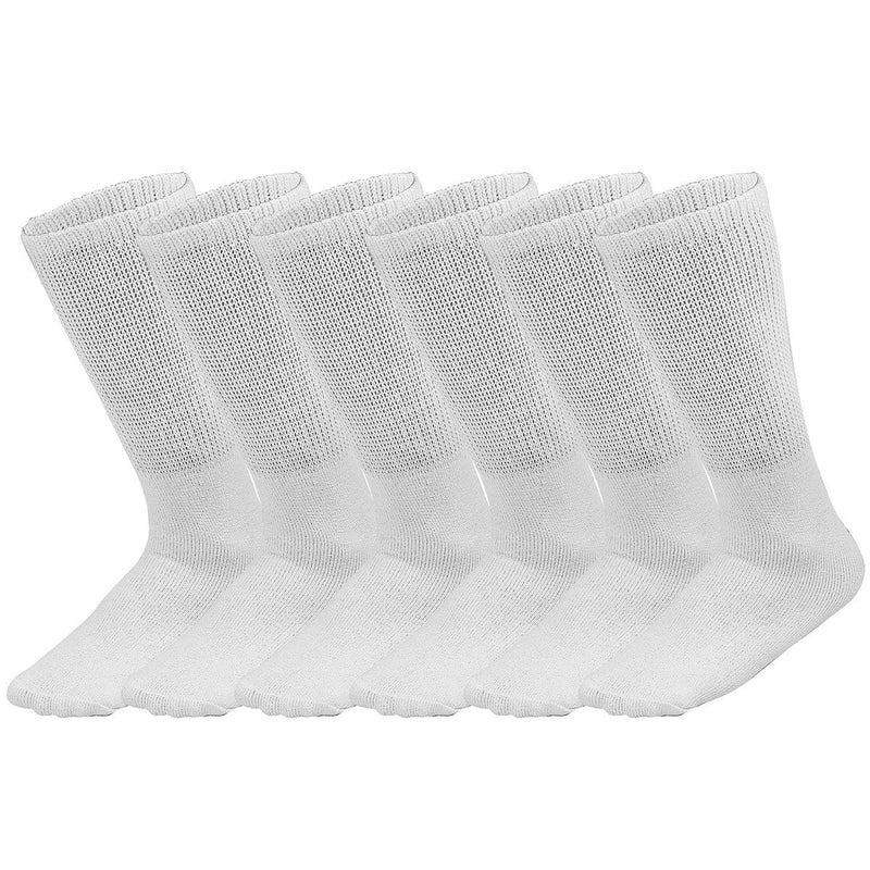 Falari Physicians Approved Diabetic Socks For Men Women Non-Binding Loose Top Wide Crew Length (6-Pack, White, 13-15) - Image 2